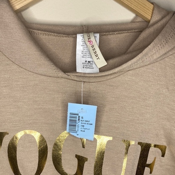 Vogue Paris Long Sleeve Crop Top Hoodie with Tie Size Small - Picture 6 of 11